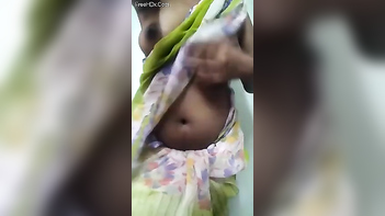 Desi Chick Strips Down, Flashing Her Juicy Xxx Boobies On Camera