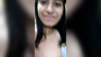 Desi College Chick Flashing Her Juicy Tits in a Steamy Selfie Session