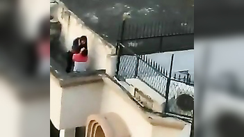 Desi Lovers Caught Getting Wild On Terrace By Sneaky Peeping Tom Cam