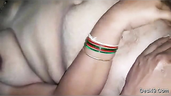 Desi Babe Strokes Her Smooth, Shaved Pussy While Hubby Films