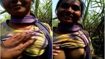 Indian Babe Lets Dude Fondle Her Juicy Tits Outside