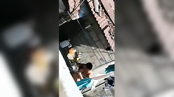 Pervert Films Hot Indian Neighbor Naked and Dripping Wet After Her Bath.