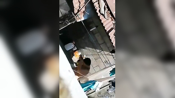Pervert Films Hot Indian Neighbor Naked and Dripping Wet After Her Bath.
