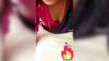 Busty Desi Bitch Flashes Tits and Gets Pounded Hard in Sari at Home.