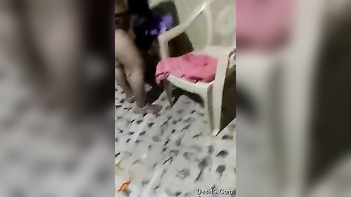 Desi Man Busts His Chubby Wife's Giant XXX Tits While She Dresses for Work.