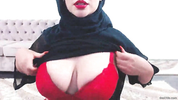 Muslim Babe Spitting on Her Tits and Grinding Like a Fucking Animal
