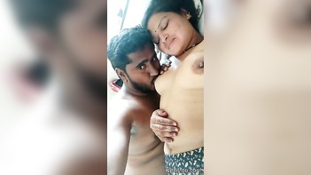 Fierce Neighbour Boy Ravages Aunty's Juicy Tits, Sucking and Groping Wildly