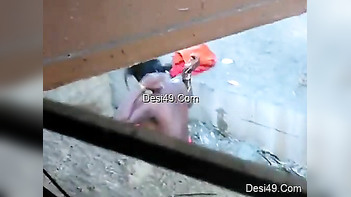 Perverted Desi Boy Filming Neighbor With Big XXX Tits Washing Outdoors