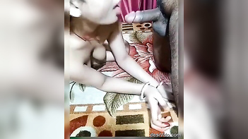 Indian Hot Bhabhi Greedily Sucking and Deepthroating Her Hubby's Dick