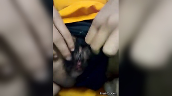 Wet Hairy Pussy Gets Fingered Hard - Watch Her Masturbate and Cum Loudly.