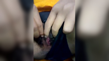 Wet Hairy Pussy Gets Fingered Hard - Watch Her Masturbate and Cum Loudly.