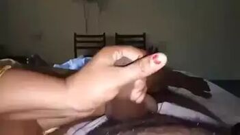 Masturbating Mallu Housewife Gives Sloppy Handjob to Horny Husband.