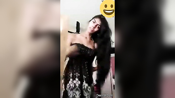 Desi Babe's Massive Tits Swing Wildly While She Masturbates Hard.