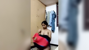 Naughty Desi Bitch Stripping and Changing Dresses on Cam for Lucky Lover
