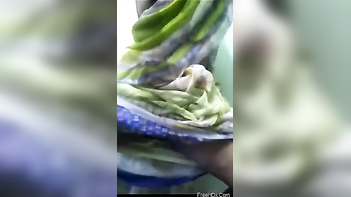 Desi Bitch Flashes Tits and Rubs Juicy Nipples in XXX Sari Show.
