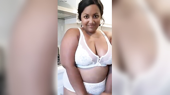 Viewer - Wild Indian Babe's Nose Piercing Jiggles as She Strips Off White Bra!