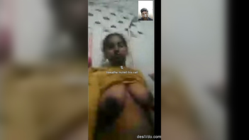Busty Telugu Babe Flashing Tits and Moaning Loudly on VC.