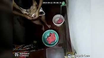 Hot Desi Housewife Caught Naked and Soaping Up in the Bathroom.