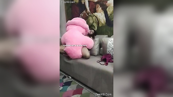 Horny Indian Teen Rubs Her Twat Against a Big Plush Toy on Camera.