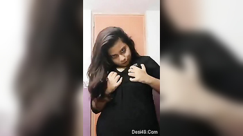 Horny Indian Model Gropes Her Giant XXX Tits and Furiously Fingers Her Wet Cunt.