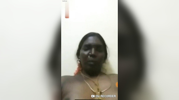 Horny Desi Tamil Aunty Flashes Tits and Masturbates on Video Call With Husband.