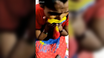 Fiery Desi Randi Gags and Swallows Every Drop in Sloppy Blowjob Action.