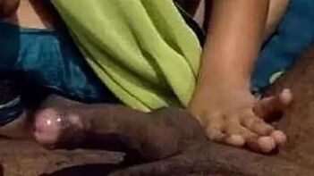 Indian Wife Jerks Hubby's Hard Cock During Raw Home Sex.