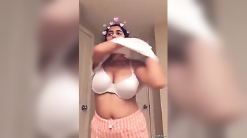 Fiery Desi Babe Flaunts Perfect XXX Tits and Licks Her Nipples.