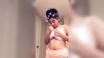 Fiery Desi Babe Flaunts Perfect XXX Tits and Licks Her Nipples.