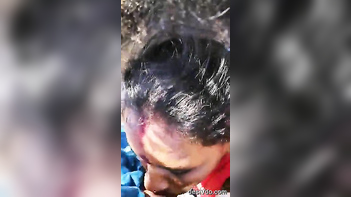 Wild Indian Village Babe Gives Sloppy Outdoor BJ, Gets Messy Facial