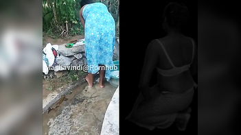 My Hot Asian Wife in Traditional Bath Dress, Soaking Her Tight Pussy.