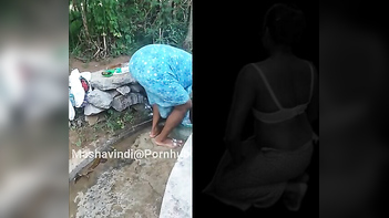 My Hot Asian Wife in Traditional Bath Dress, Soaking Her Tight Pussy.