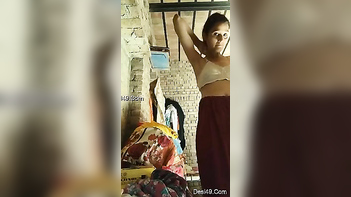Horny Indian Aunty Strips and Shows Off Her Massive Tits on Camera.