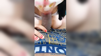 Horny Desi Slut Gags on Hard Cock and Swallows Every Drop of Cum.