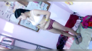 Guy's Wild Fantasy Comes True - Indian Wife Strips On Camera!