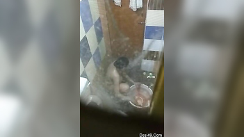 Pervert Jerks Off to Porn Video of Desi Neighbor Taking a Shower, Moaning Loudly