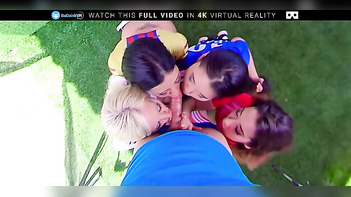 Busty Soccer Sluts Get Nailed Hard in a Wild VR Group Orgy After Scoring a Goal.