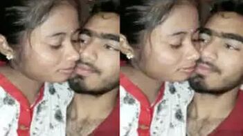 Indian Chick Gives a Sloppy Kiss and Lets Dude Grope Her XXX Tits.