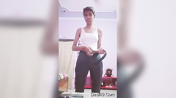 Hot Indian Babe Flashes Her Tits and Hairy Pussy in Steamy Home Video.