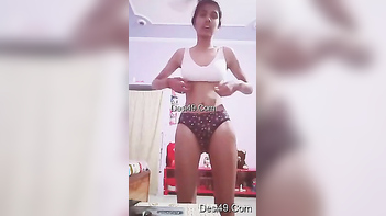 Hot Indian Babe Flashes Her Tits and Hairy Pussy in Steamy Home Video.