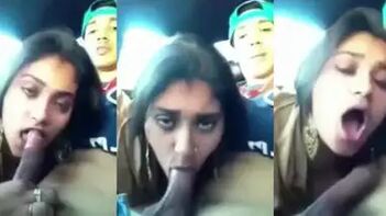 This Hot Indian Slut Gag on Cock in a Car - Rough Face Fucking Action!