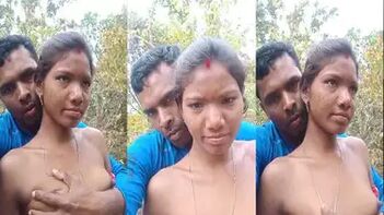 Tribal Chick Squeezes Massive Titties While Getting Fucked Outside