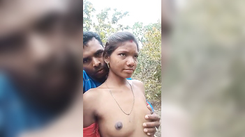 Tribal Chick Squeezes Massive Titties While Getting Fucked Outside