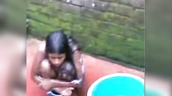 Outrageous Peeping Tom Captures Desi Outdoor Shower MMS