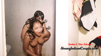 Amateur Indian lesbians fucking each other in the shower