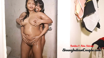 Amateur Indian lesbians fucking each other in the shower