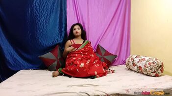 Indian Girl In Red Sari Fingering Pussy, Masturbating and Rubbing Her Clit To Orgasm - Full Desi Hindi
