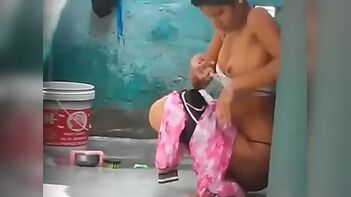 Desi Village Girl Taking Outdoor Shower Filmed