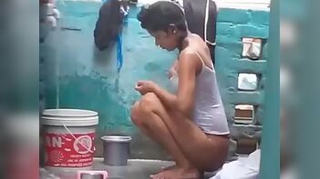 Nude Desi Girl Taking Outdoor Shower