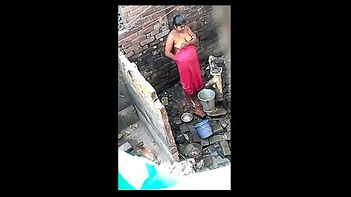 Next Door Desi Bhabhi Taking Open Air Shower